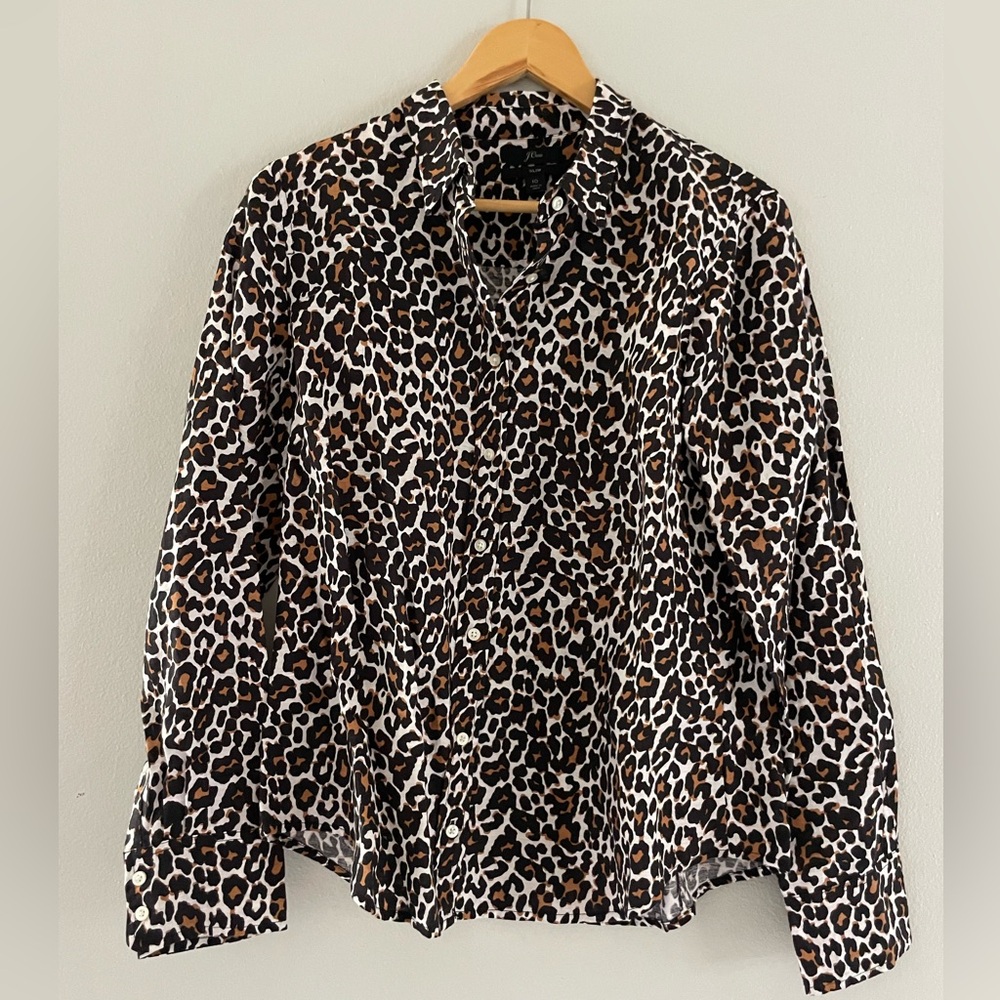 J. Crew Animal Print Slim Button Down Long Sleeve Shirt